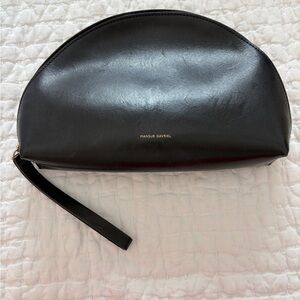 Mansur Gavriel Black Leather Pouch with Natural Canvas Interior